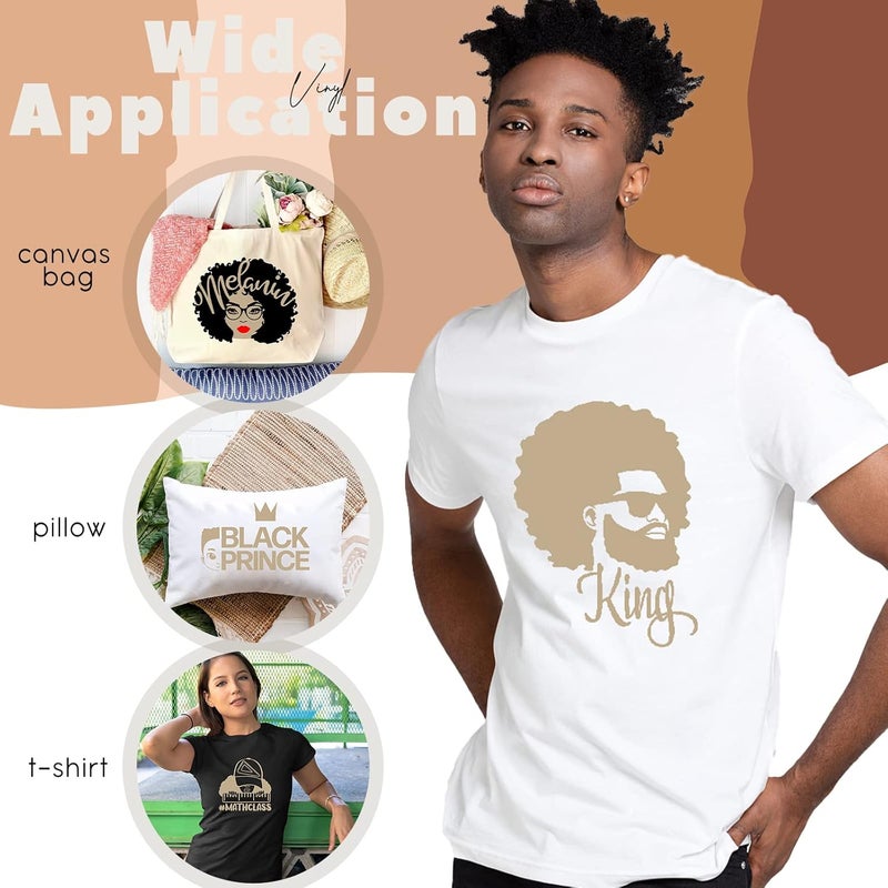 Tintnut Cream HTV Vinyl - 10 inches x 6ft Heat Transfer Vinyl Nude Vinyl Bundle Brown HTV Iron On Vinyl for T-Shirts DIY Compatible with Cricut Or Silhoutte Cameo - Image 5